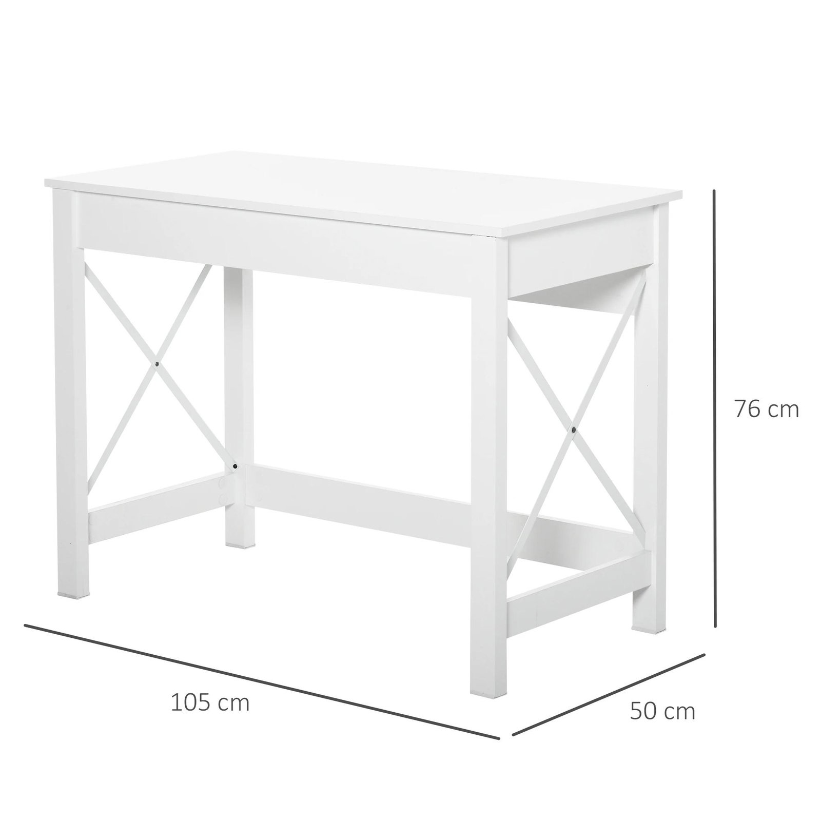 Mesa de escritório multifuncional moderna e minimalista 105x50x76 cm branco