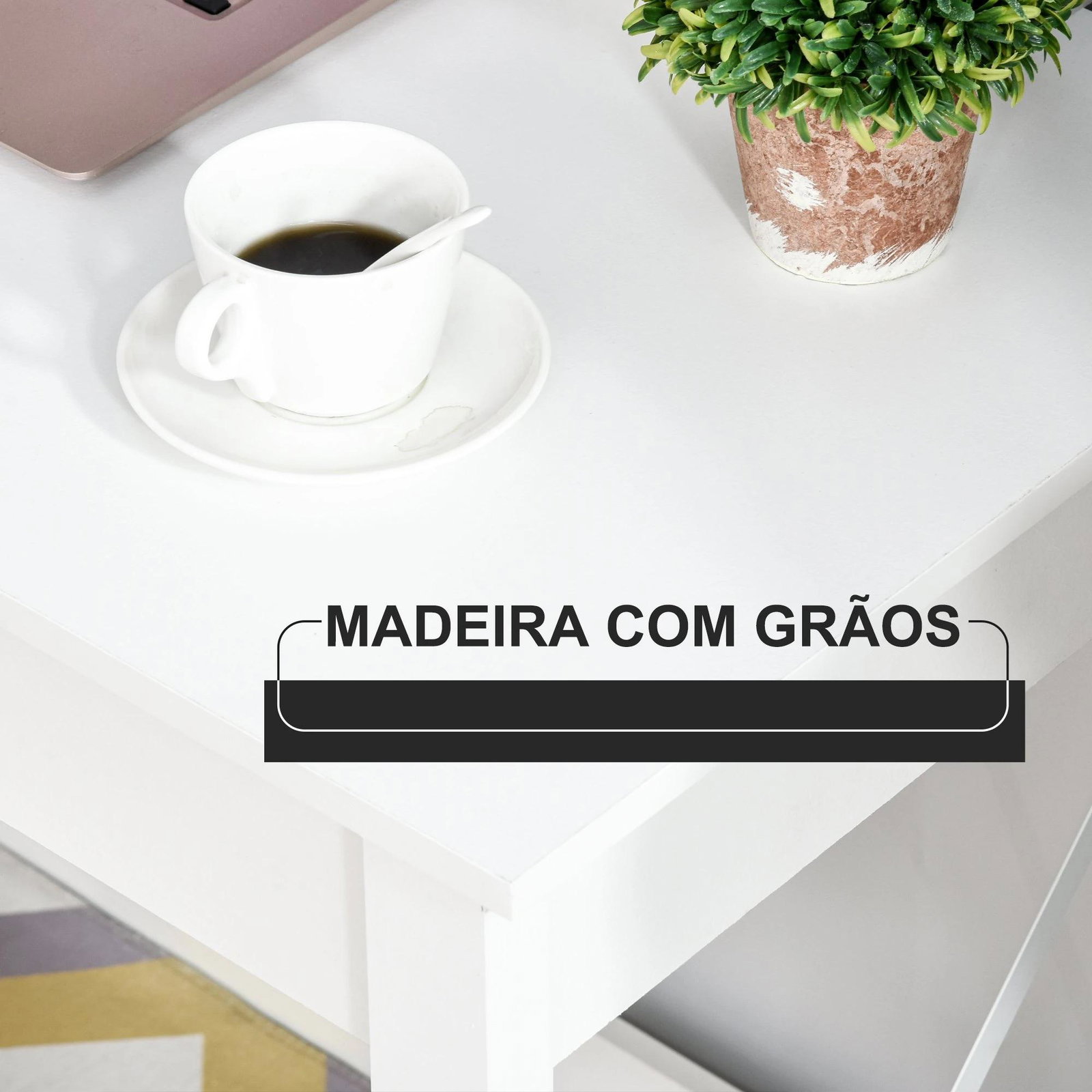 Mesa de escritório multifuncional moderna e minimalista 105x50x76 cm branco