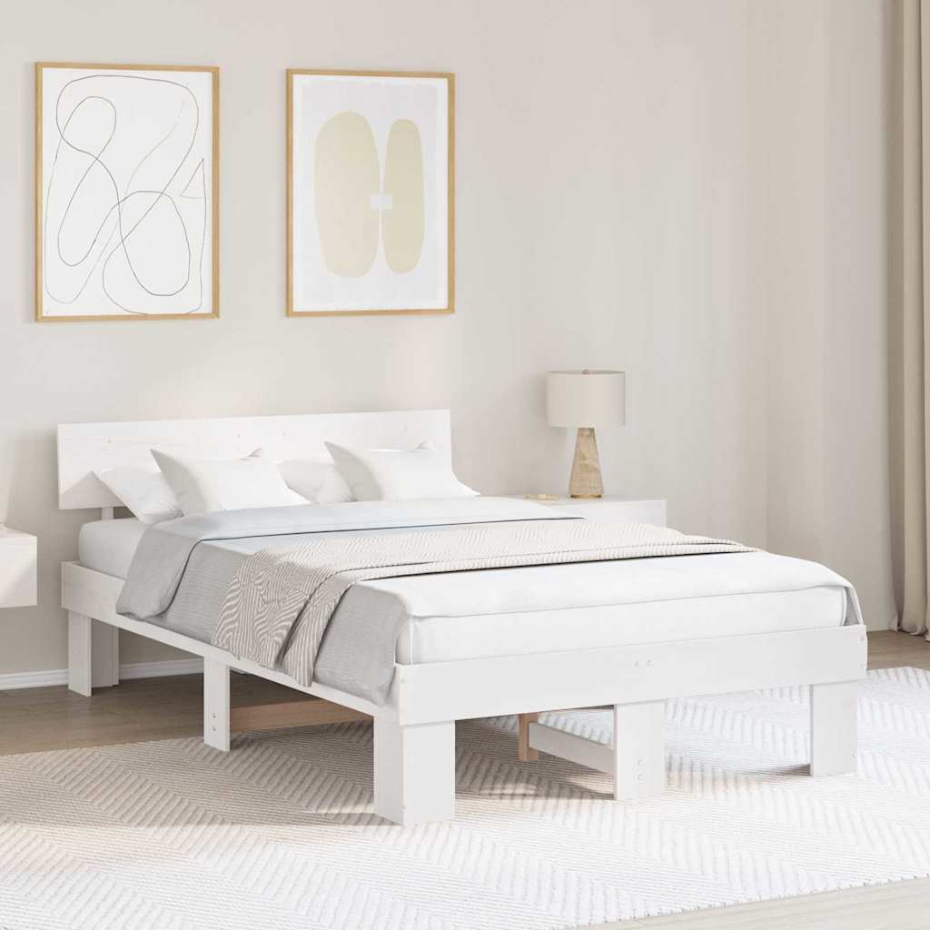 Estrutura da cama com cabeceira branco 120 x 200 cm