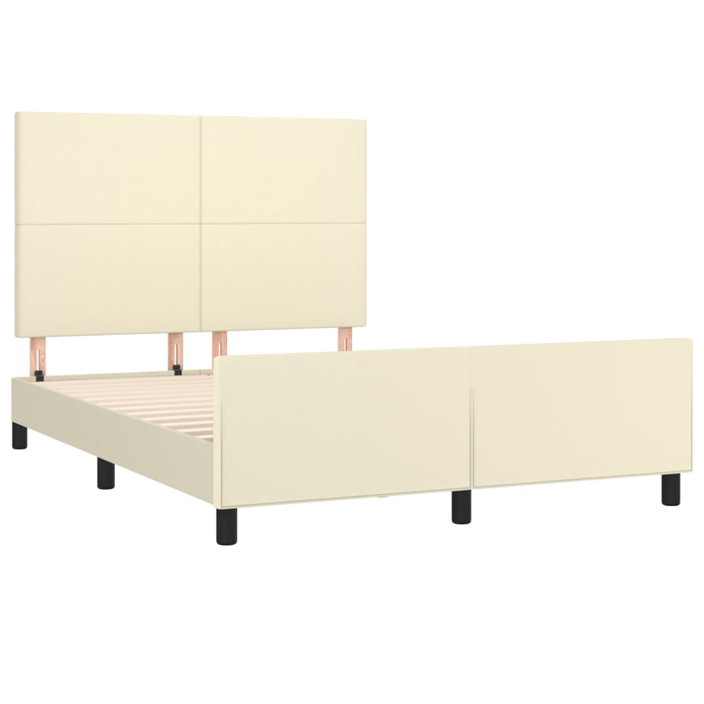 Estrutura de cama c/ cabeceira couro artificial 140x200cm creme