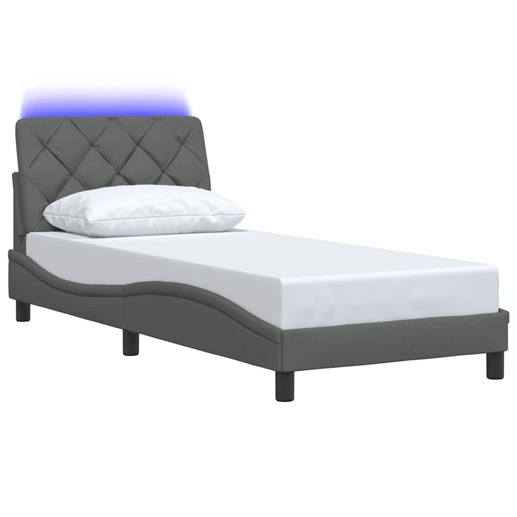 Estrutura de cama com LED sem colchão 90x200 cm tecido