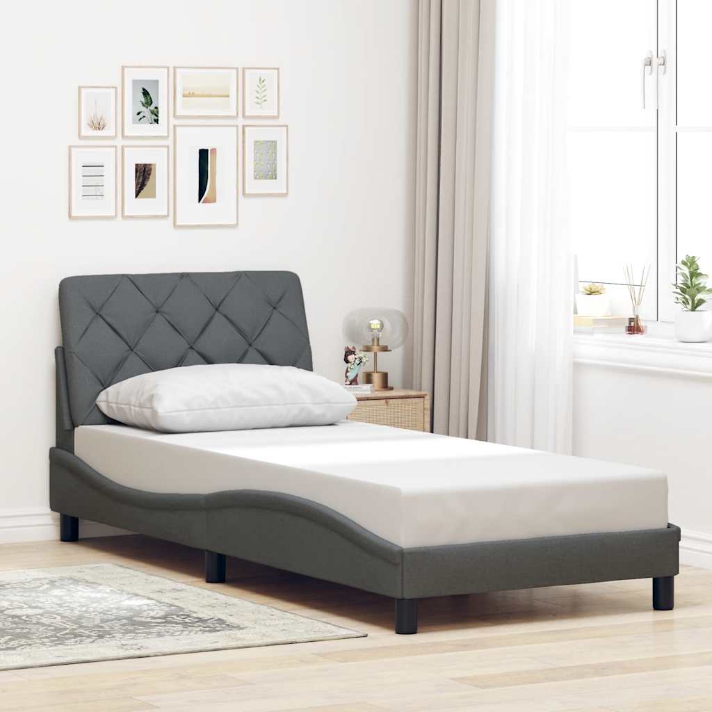 Estrutura de cama com LED sem colchão 90x200 cm tecido