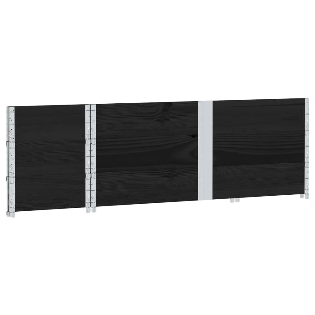 Colares p/ paletes 3 pcs 150x50 cm madeira pinho maciça preto