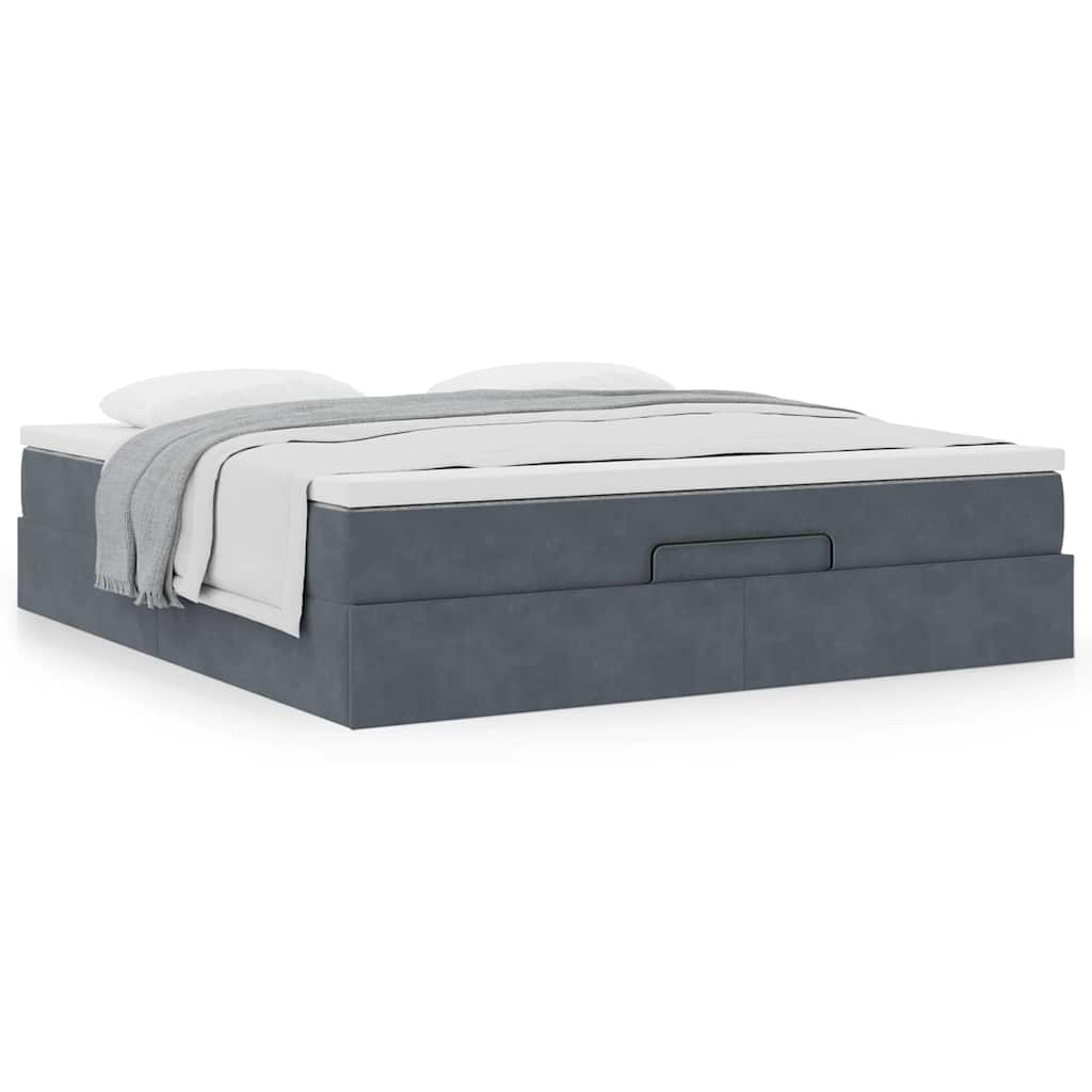 Estrutura de cama otomana com colchão 180x200cm cinzento escuro