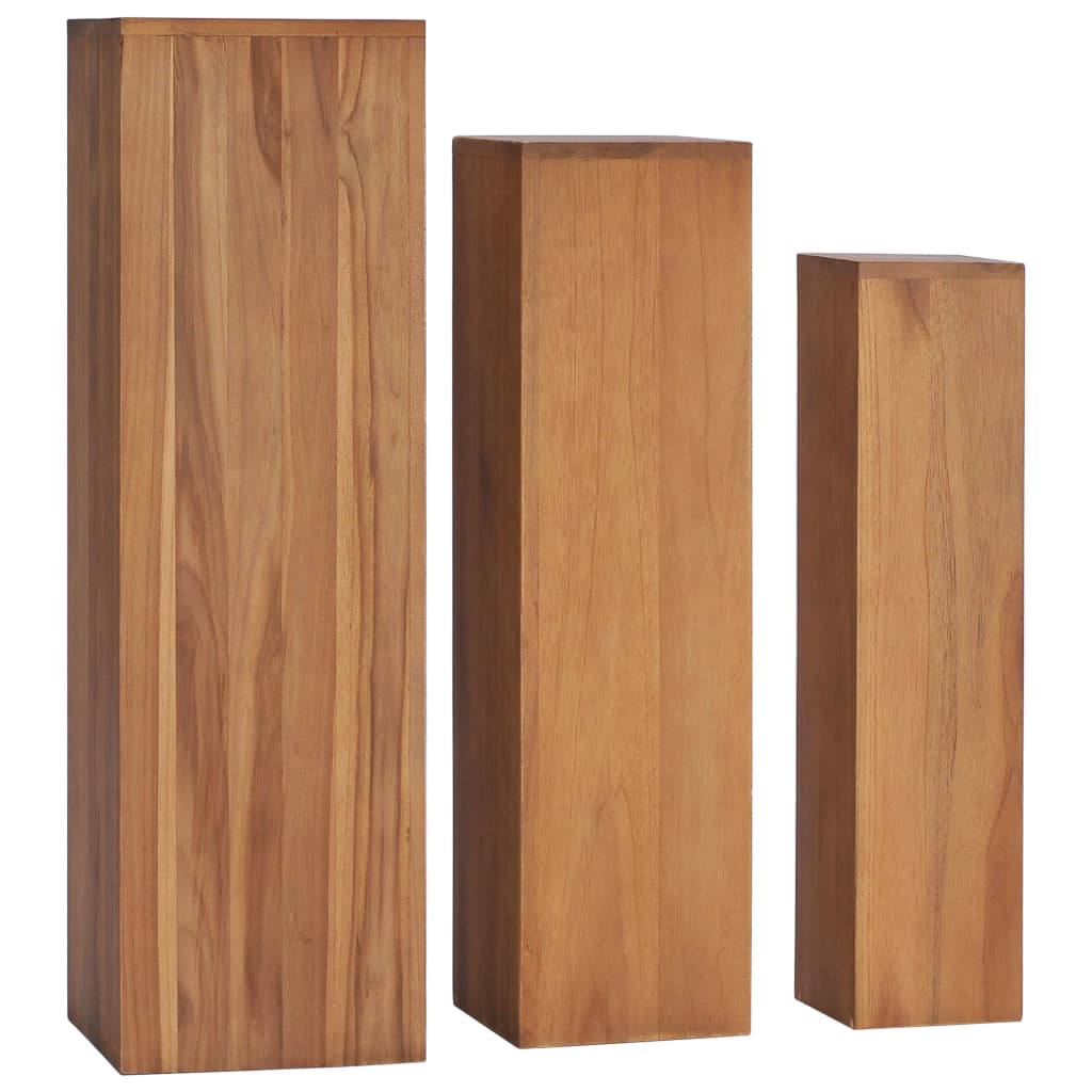 3 Pcs conjunto suportes para plantas madeira de teca maciça