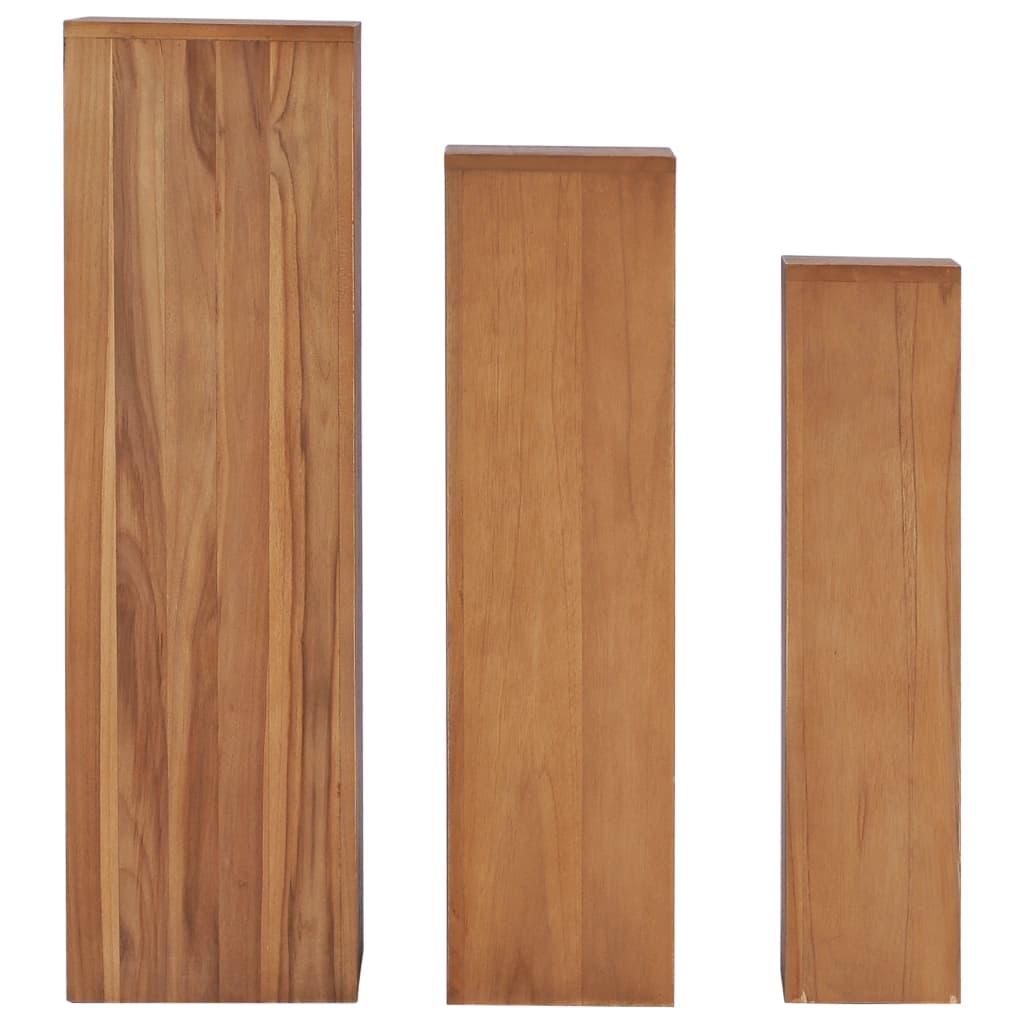 3 Pcs conjunto suportes para plantas madeira de teca maciça