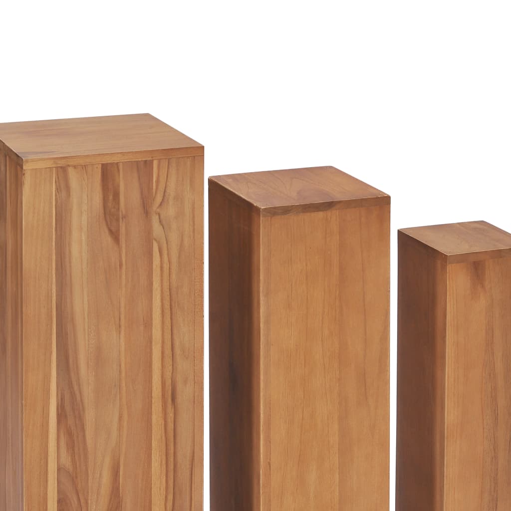 3 Pcs conjunto suportes para plantas madeira de teca maciça