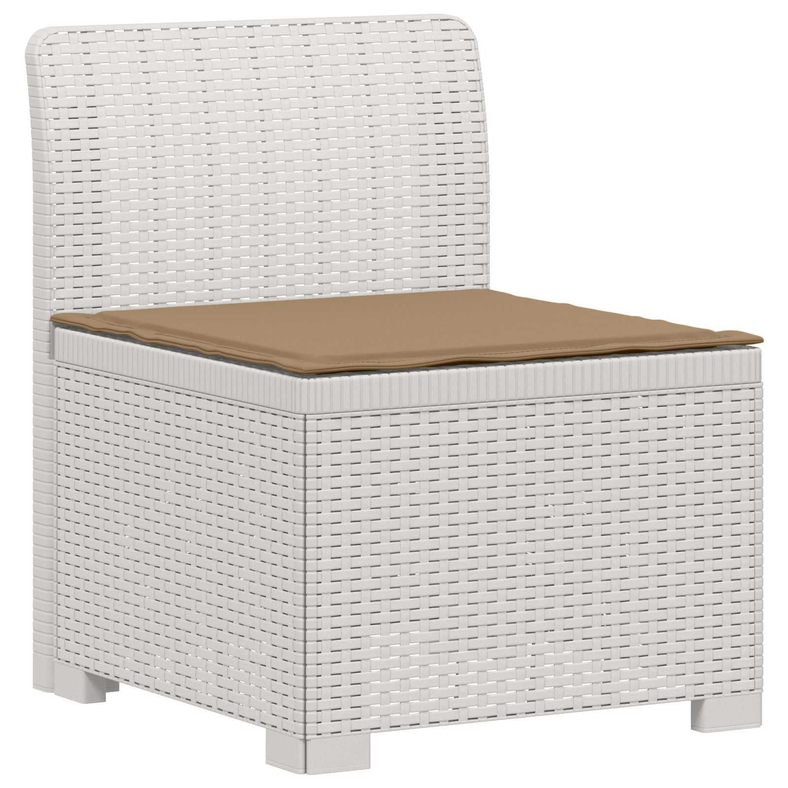 Sofá de jardim 1 lugar com almofada look rattan PP branco