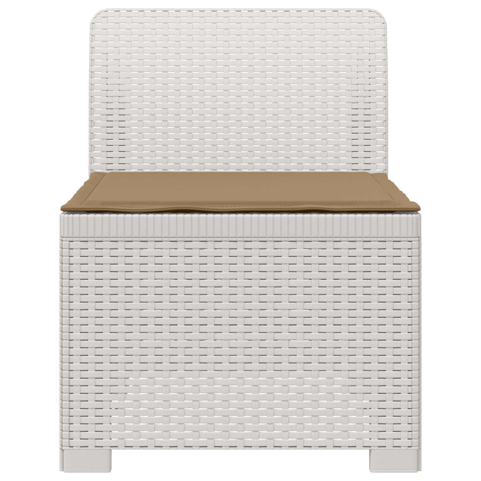 Sofá de jardim 1 lugar com almofada look rattan PP branco