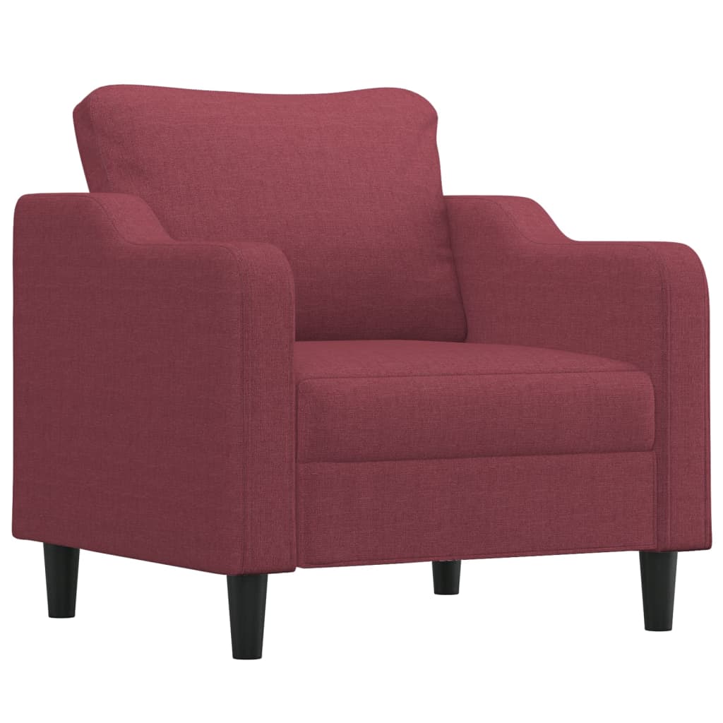 3 Pcs conjunto de sofás com almofadas tecido vermelho-tinto