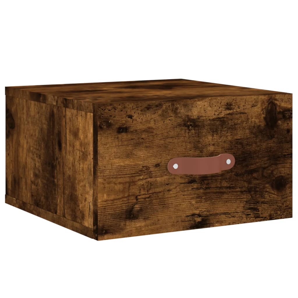 Mesa de cabeceira de parede 35x35x20 cm cor carvalho fumado