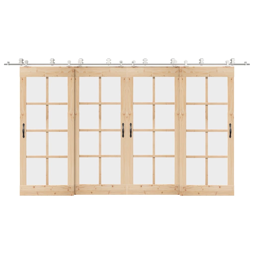 Kit ferragens p/ porta deslizante 400cm aço inoxidável prateado
