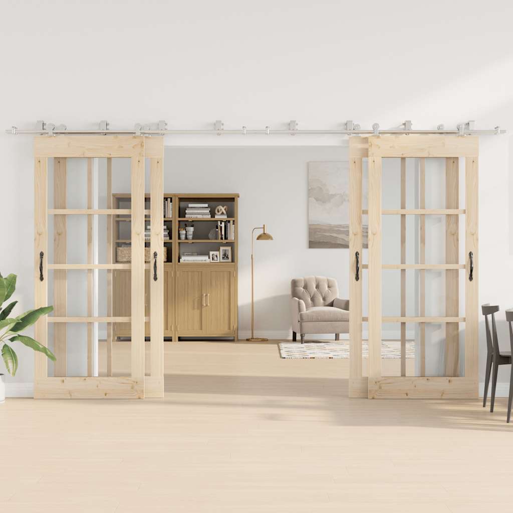 Kit ferragens p/ porta deslizante 400cm aço inoxidável prateado