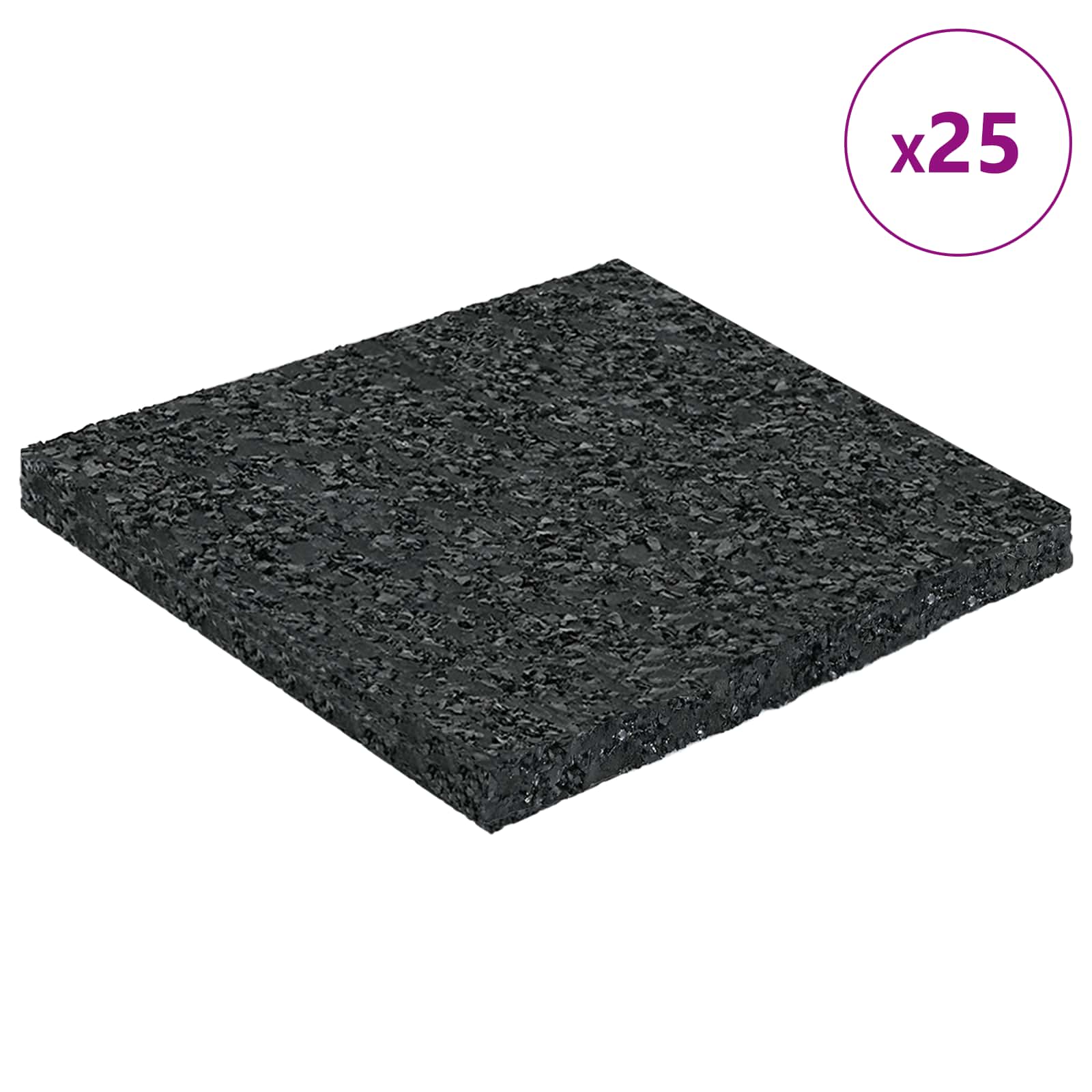 Tapete de pátio em granulado de borracha preto 9 x 9 x 0,6 cm