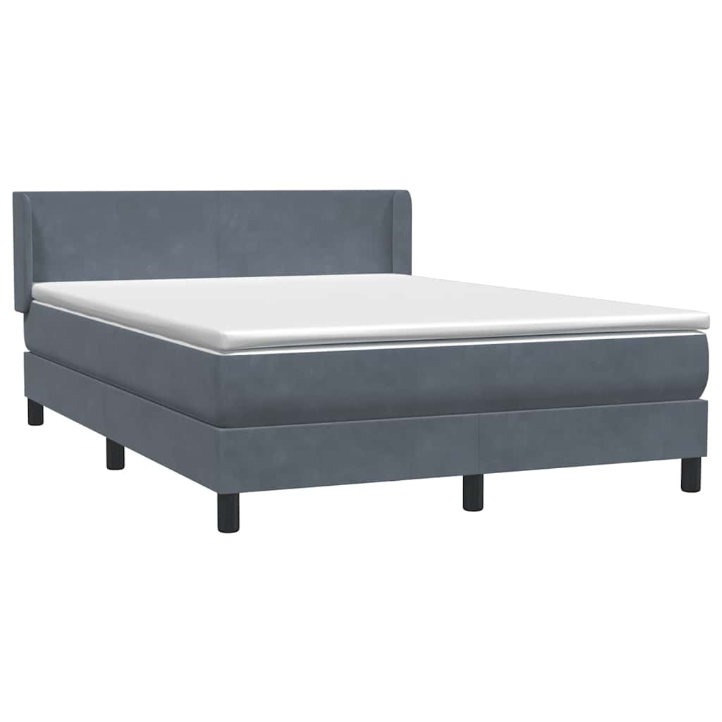 Cama com molas/colchão 160x210 cm veludo cinzento-escuro