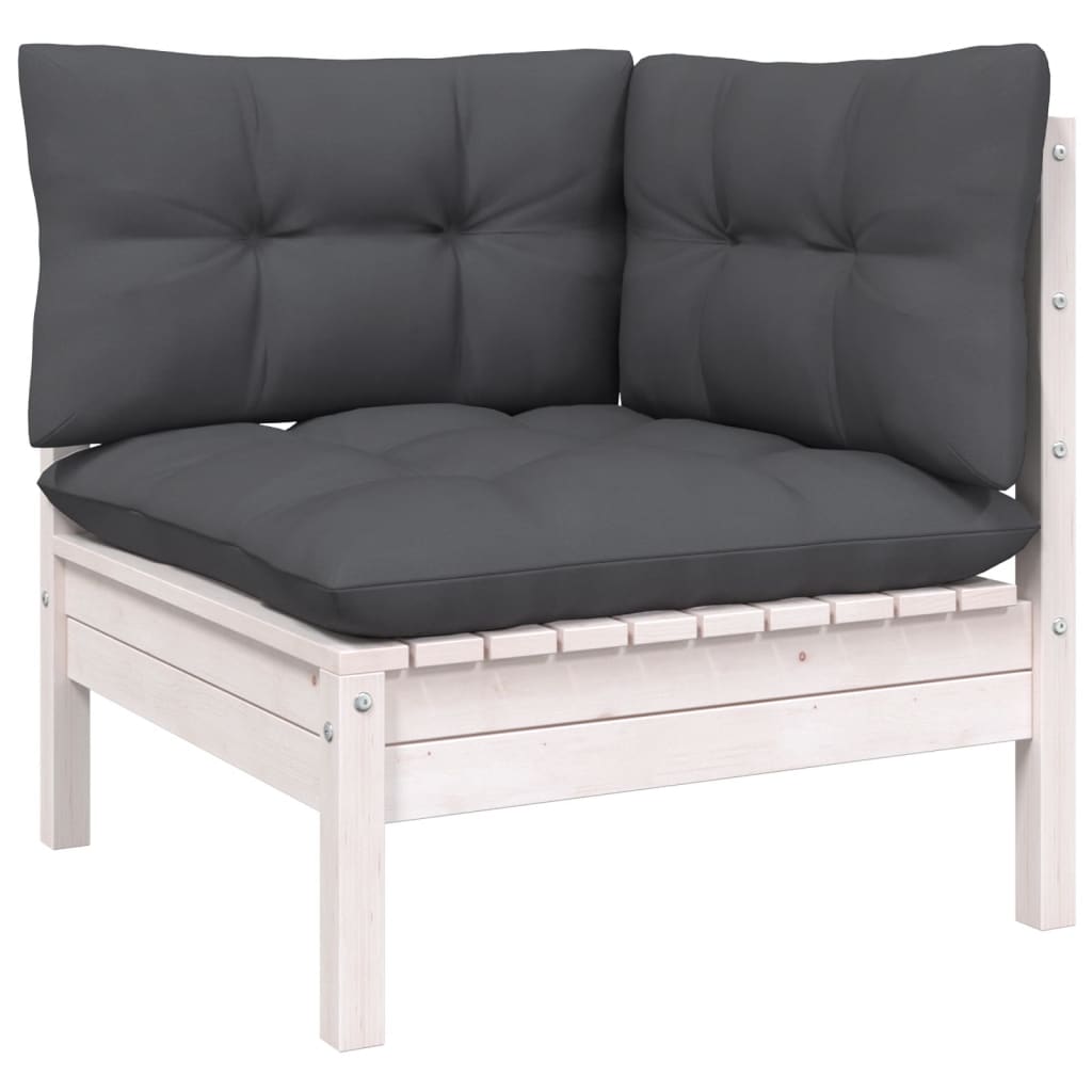 13 Pcs conj. lounge de jardim com almofadões antracite pinho