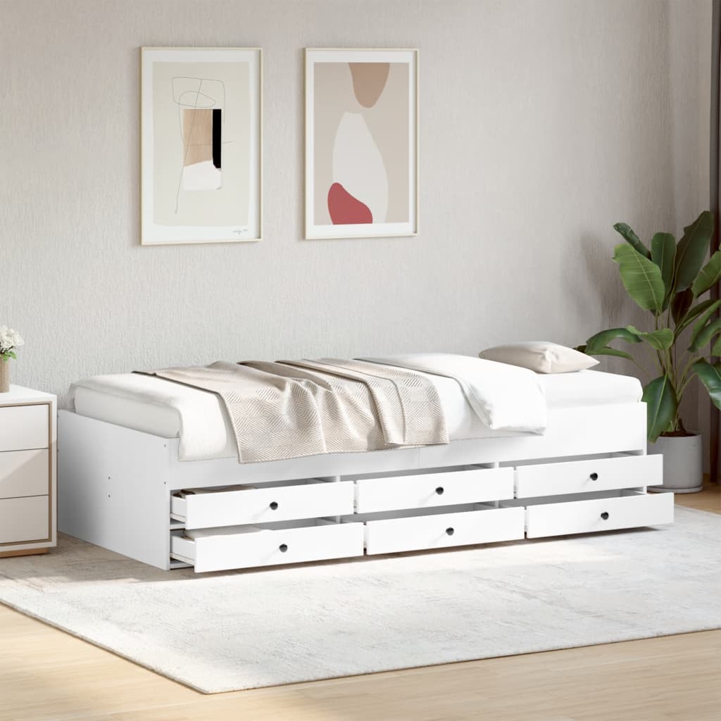Sofá-cama com gavetas sem colchão 90x190 cm branco