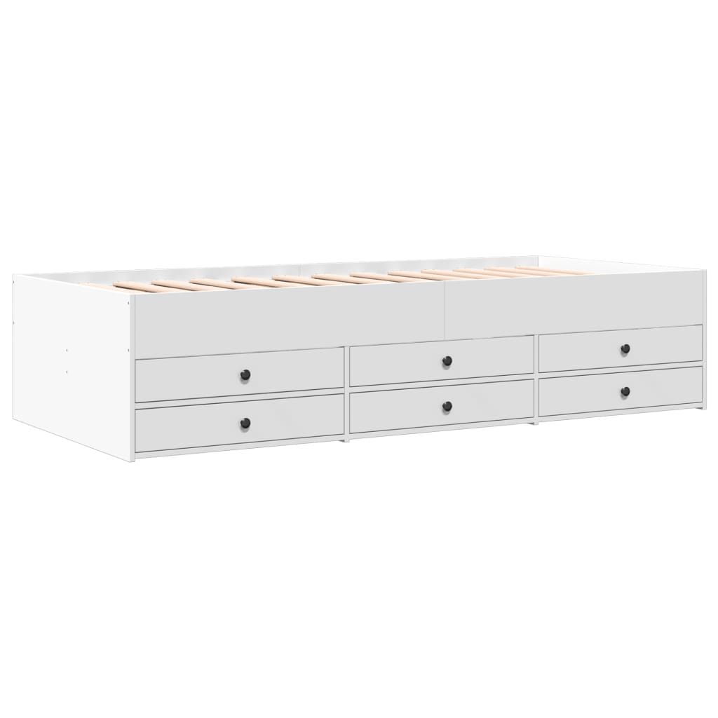 Sofá-cama com gavetas sem colchão 90x190 cm branco