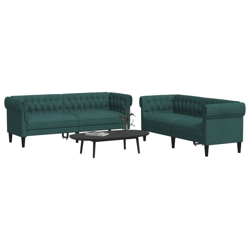 2 Pcs conjunto de sofás tecido verde-escuro