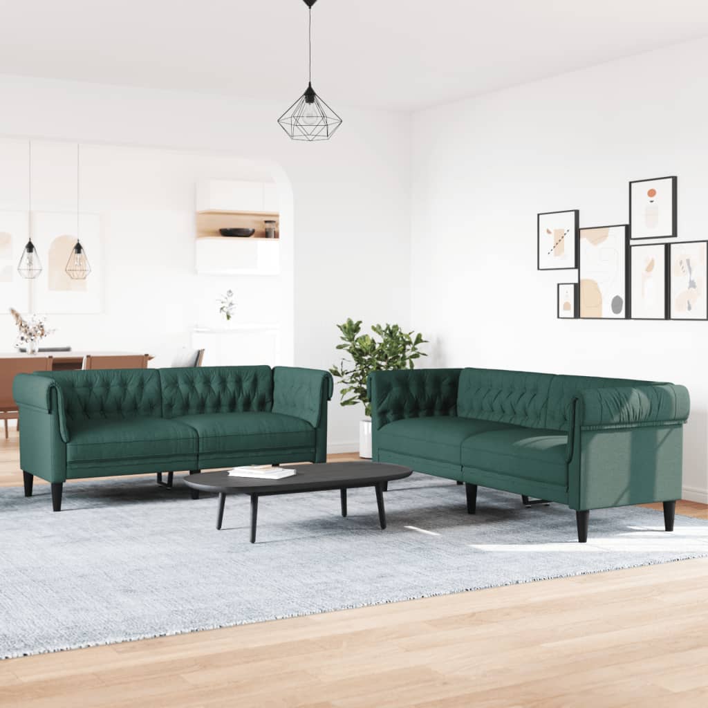 2 Pcs conjunto de sofás tecido verde-escuro