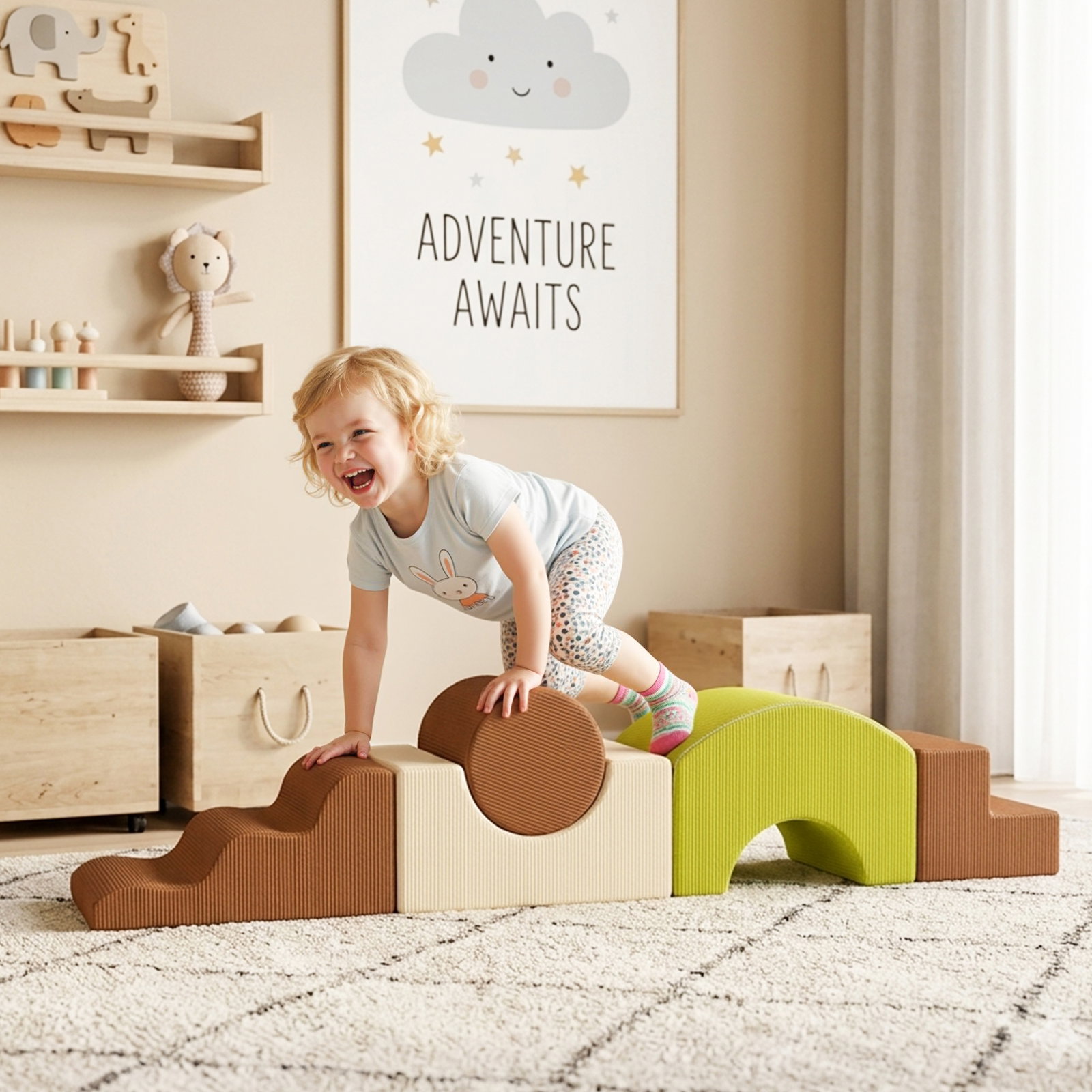 Conjunto de 5 blocos de espuma infantil blocos psicomotores com base antiderrapante capa removível 3-6 anos