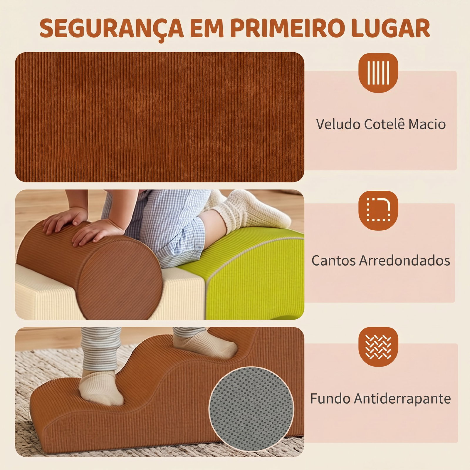 Conjunto de 5 blocos de espuma infantil blocos psicomotores com base antiderrapante capa removível 3-6 anos