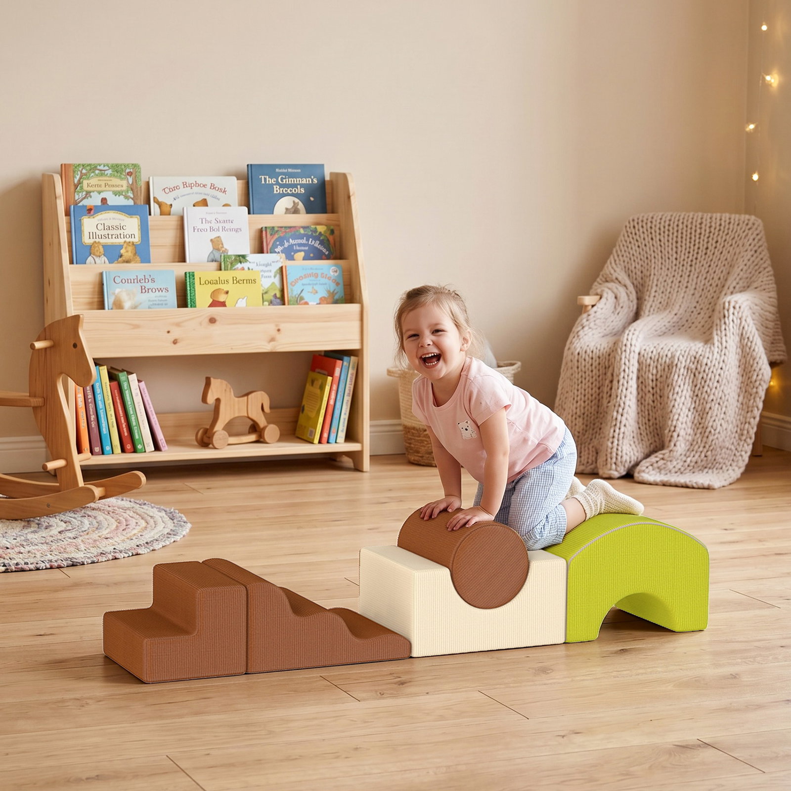 Conjunto de 5 blocos de espuma infantil blocos psicomotores com base antiderrapante capa removível 3-6 anos