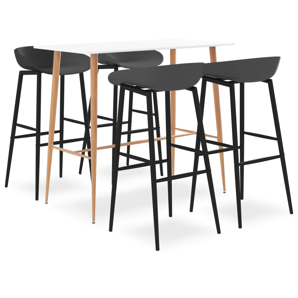 5 Pcs conjunto de bar branco e cinzento