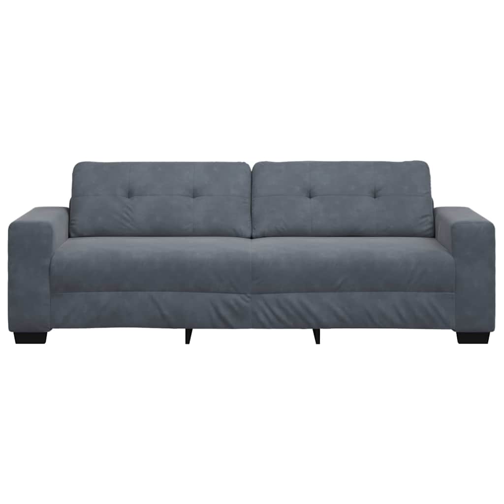 Sofá de 3 lugares em veludo cinza escuro, 220x78x80 cm