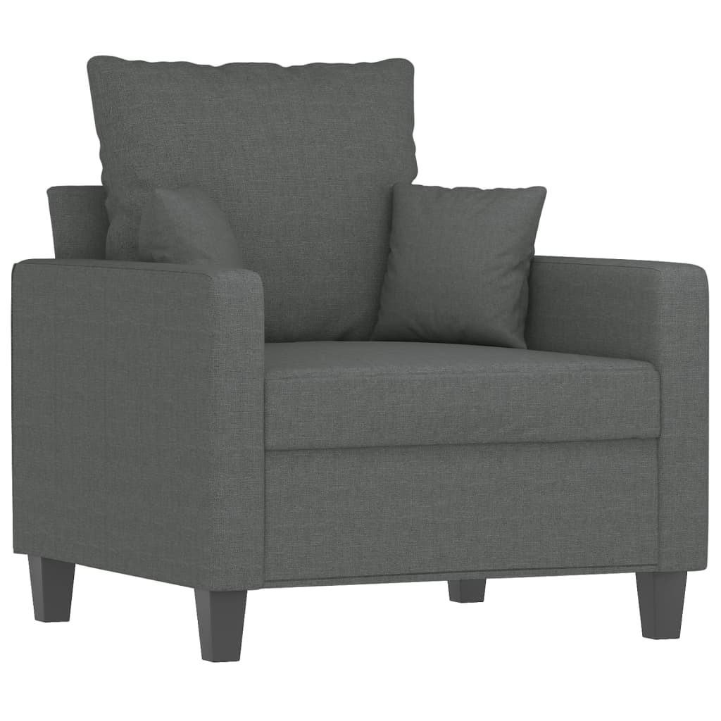 4 Pcs conjunto de sofás com almofadas tecido cinzento-escuro