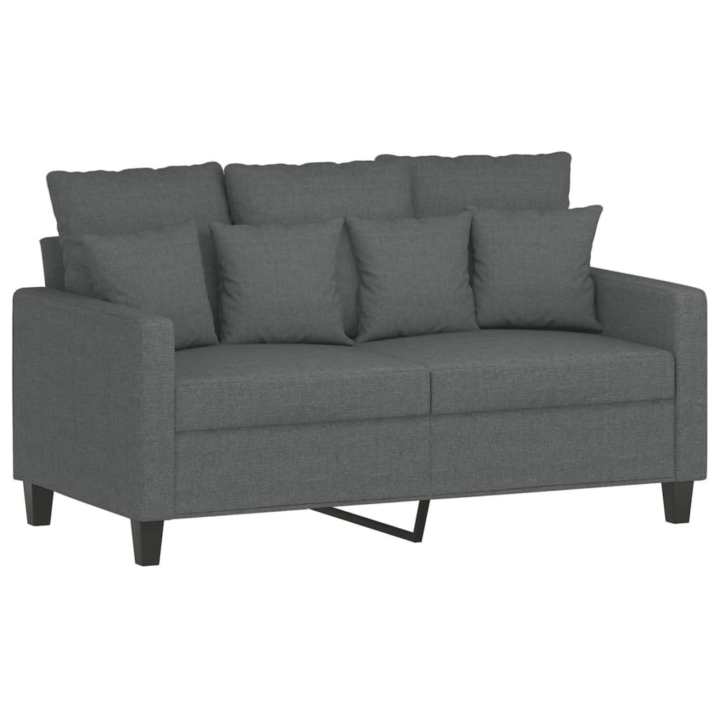4 Pcs conjunto de sofás com almofadas tecido cinzento-escuro