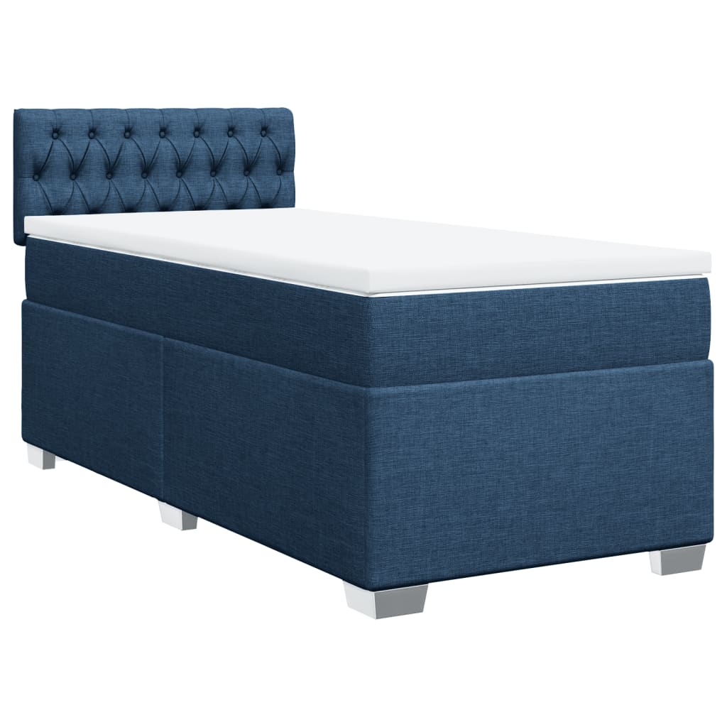 Cama com molas/colchão 90x190 cm tecido azul