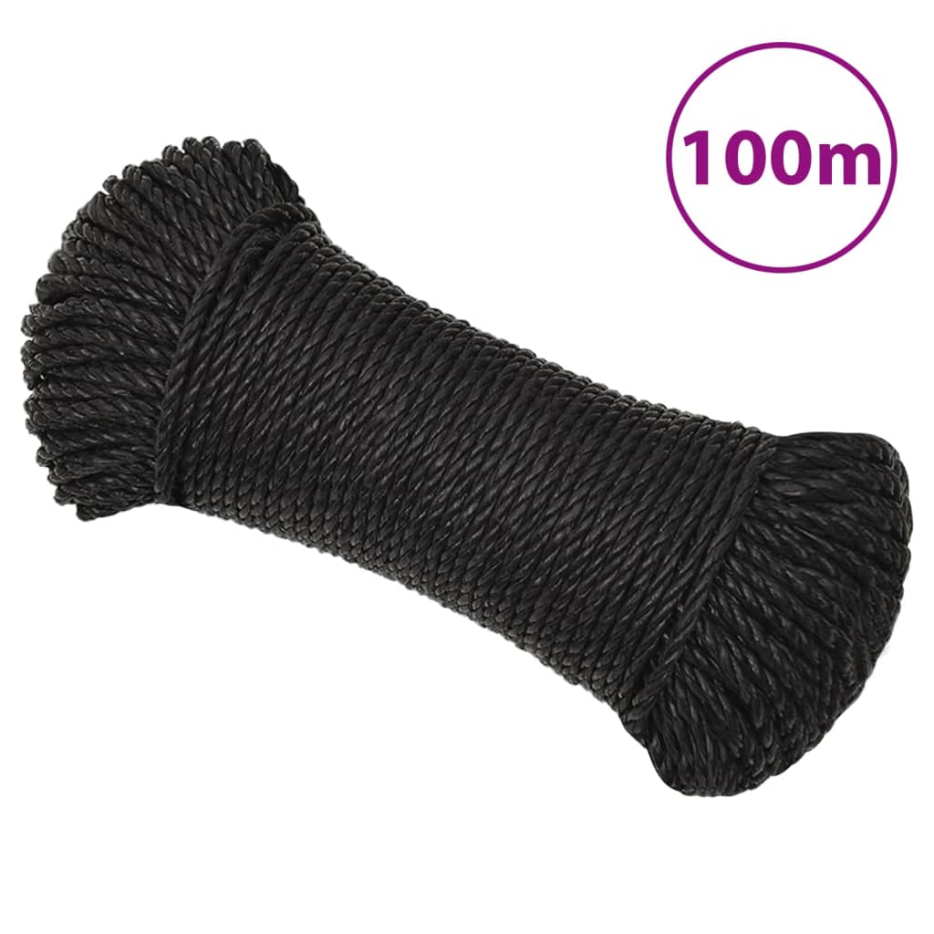 Corda de trabalho 3 mm 100 m poliéster preto