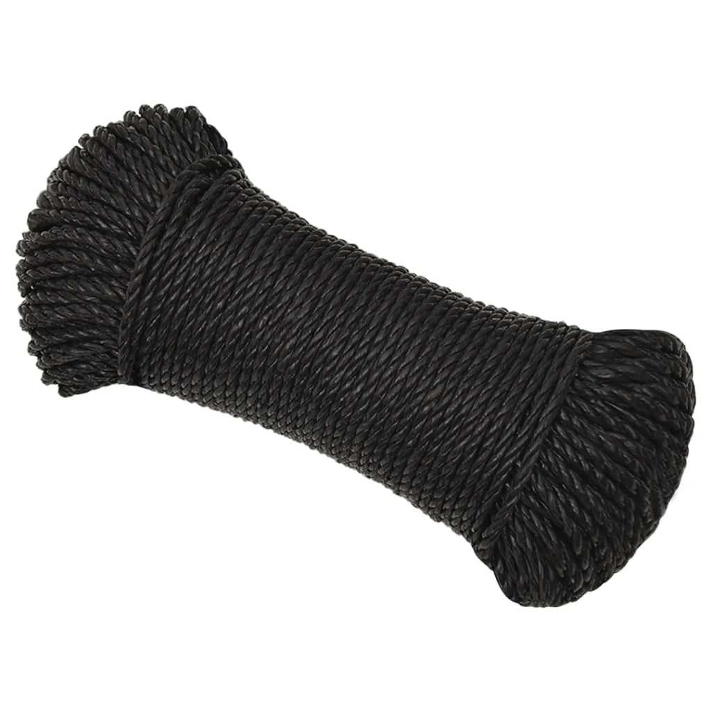 Corda de trabalho 3 mm 100 m poliéster preto
