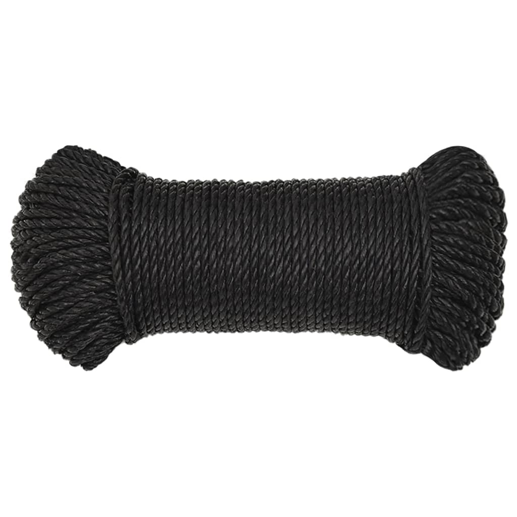 Corda de trabalho 3 mm 100 m poliéster preto