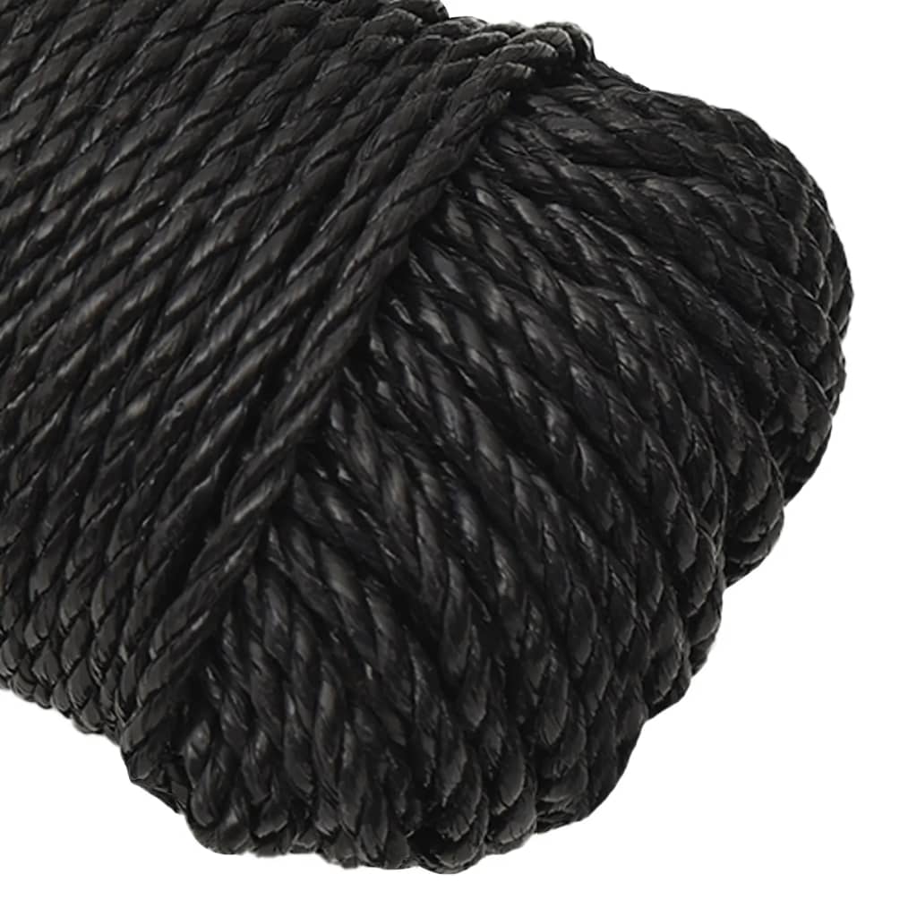 Corda de trabalho 3 mm 100 m poliéster preto