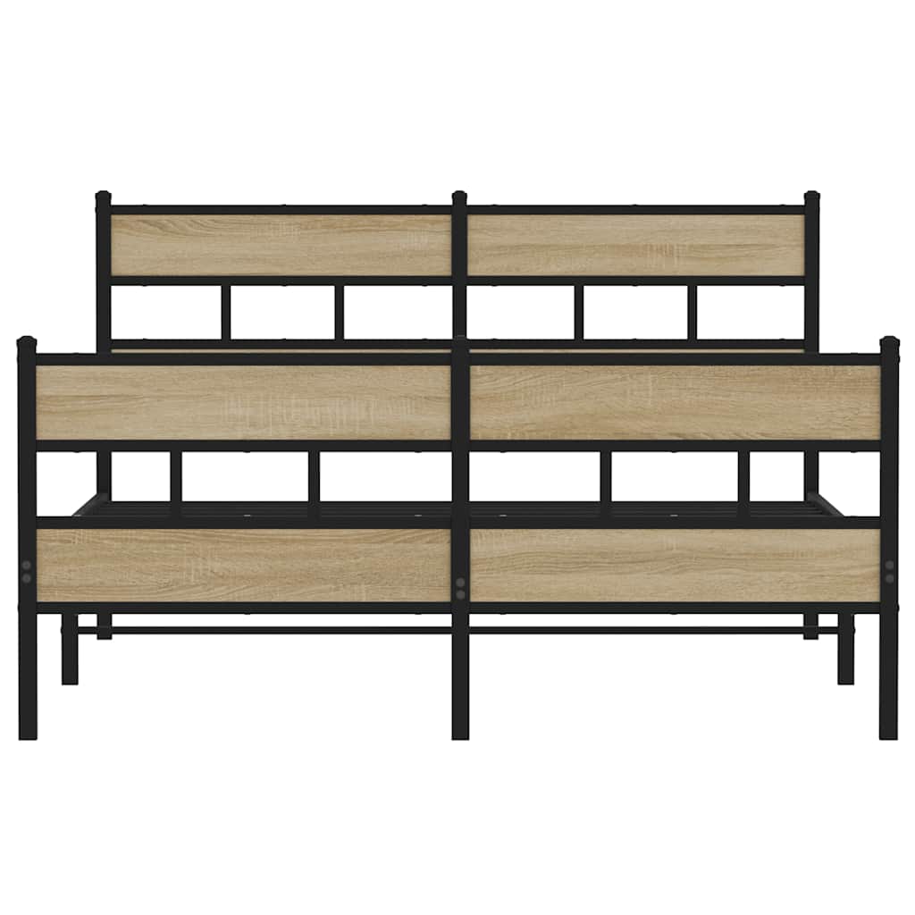 Estrutura de cama sem colchão 140x190 cm metal carvalho sonoma