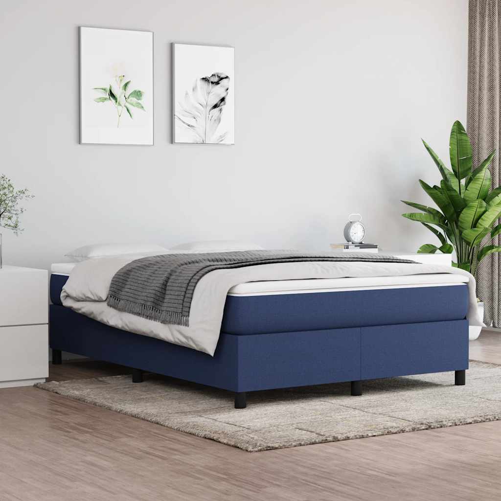 Estrutura de cama com molas 140x190 cm tecido azul