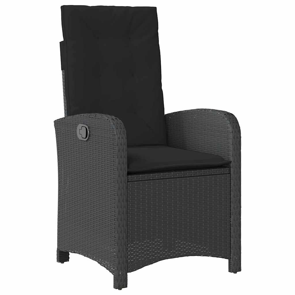 5 Pcs conjunto de jantar p/ jardim c/ almofadões vime PE preto