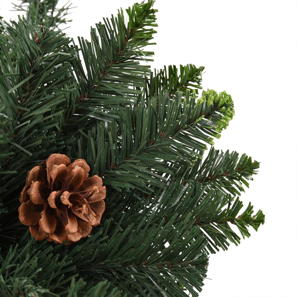 Árvore de natal pré-iluminada com pinhas 210 cm verde