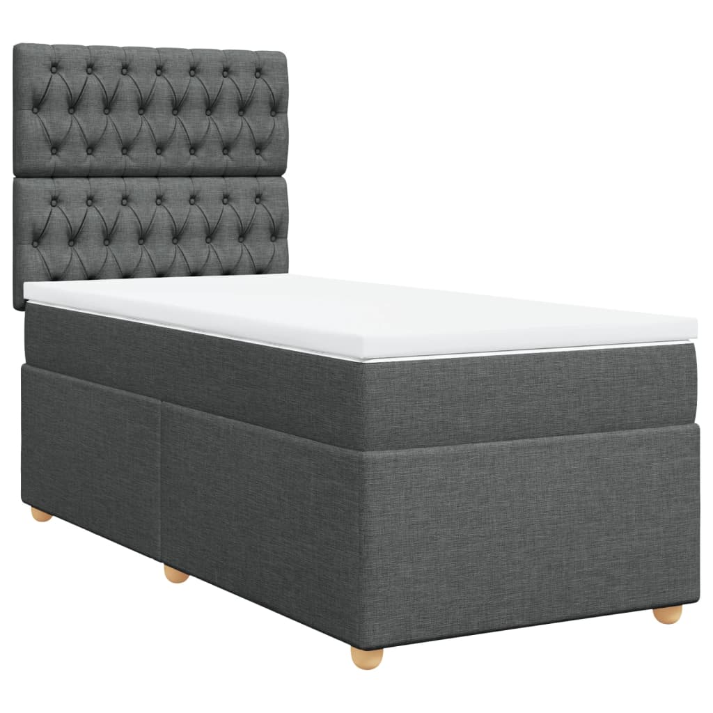 Cama com molas/colchão 100x200 cm tecido cinza-escuro