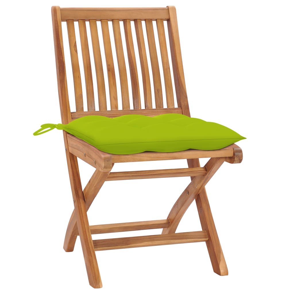 Cadeiras jardim c/ almofadões verde brilhante 2 pcs teca maciça