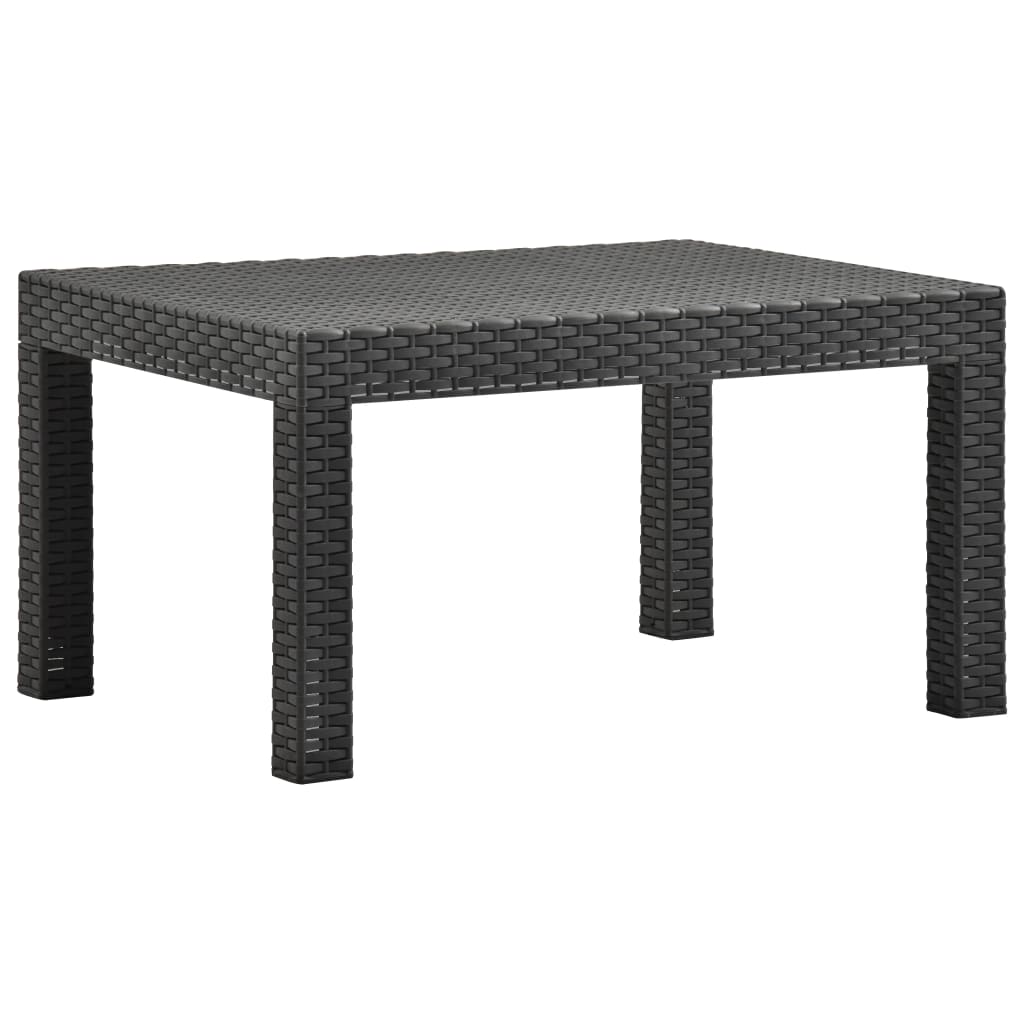 2 Pcs conjunto lounge jardim com almofadões vime PP antracite