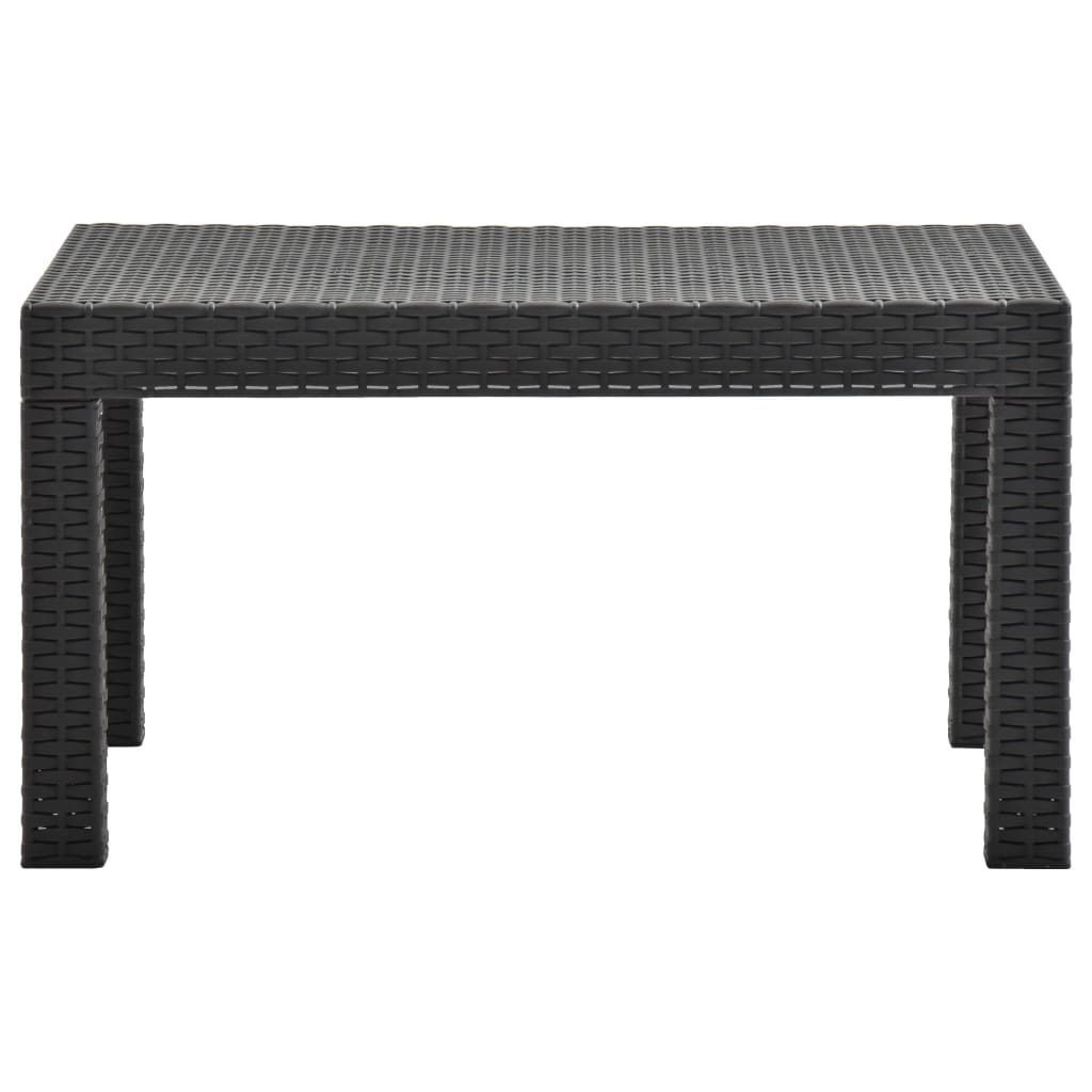 2 Pcs conjunto lounge jardim com almofadões vime PP antracite