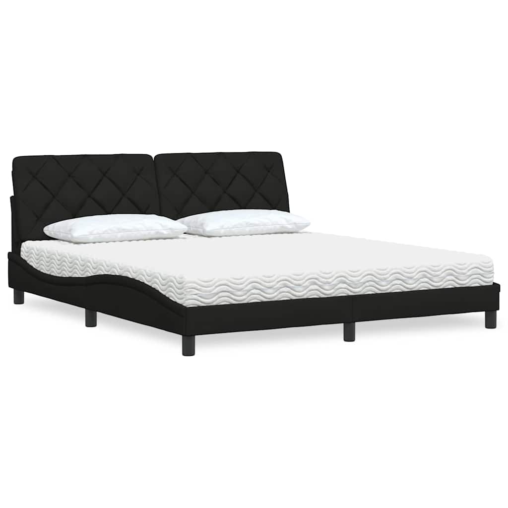 Cama com colchão 180x200 cm tecido preto