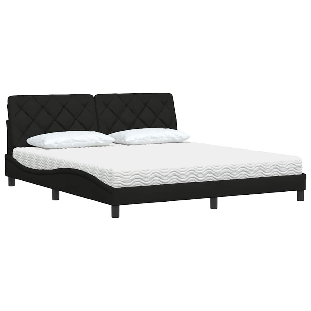 Cama com colchão 180x200 cm tecido preto