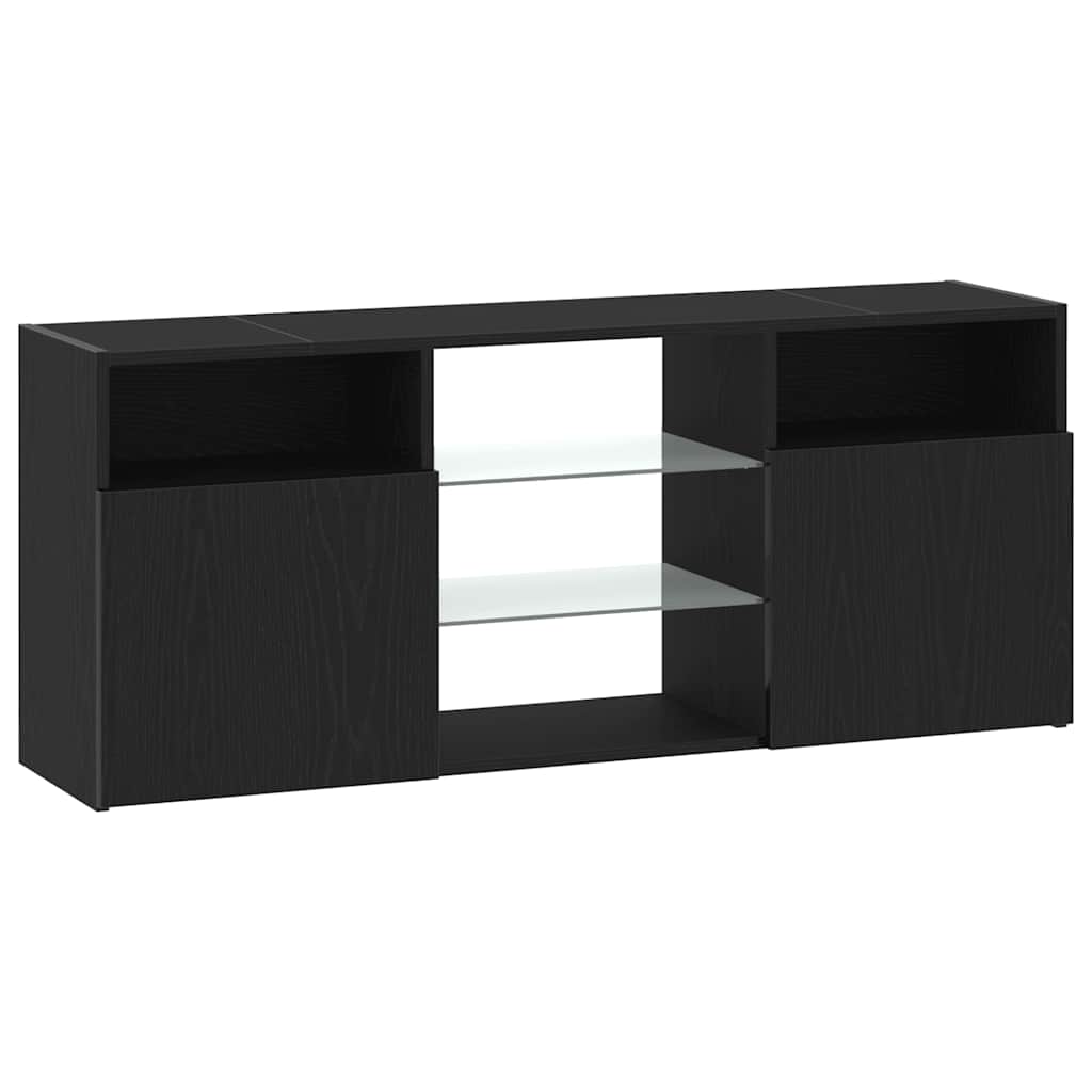 Móvel para TV com luzes LED, carvalho preto, 120x30x50 cm, madeira engenheirada