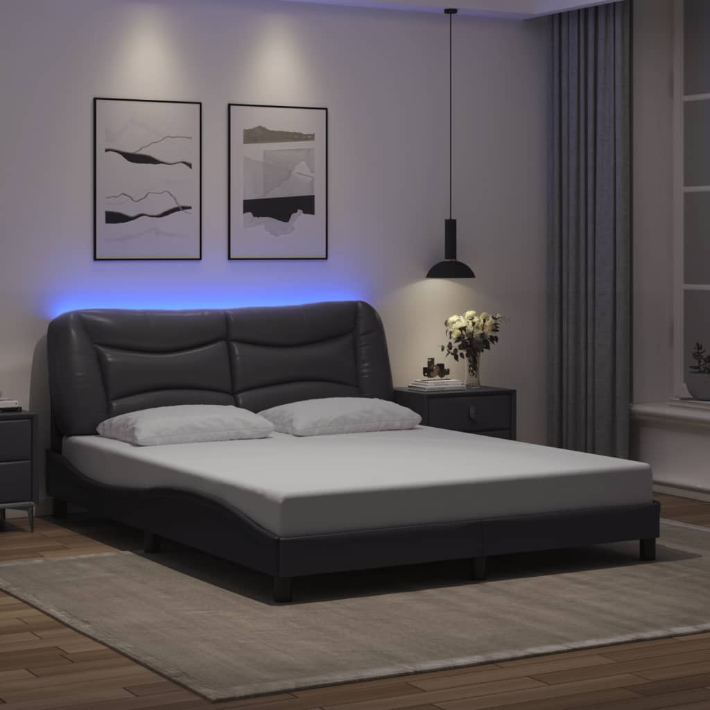 Estrutura de cama com LED sem colchão hvar 160x200cm cinza
