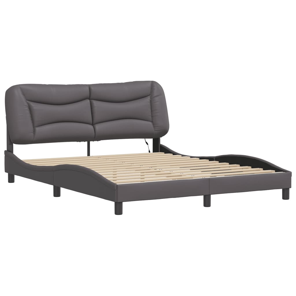 Estrutura de cama com LED sem colchão hvar 160x200cm cinza