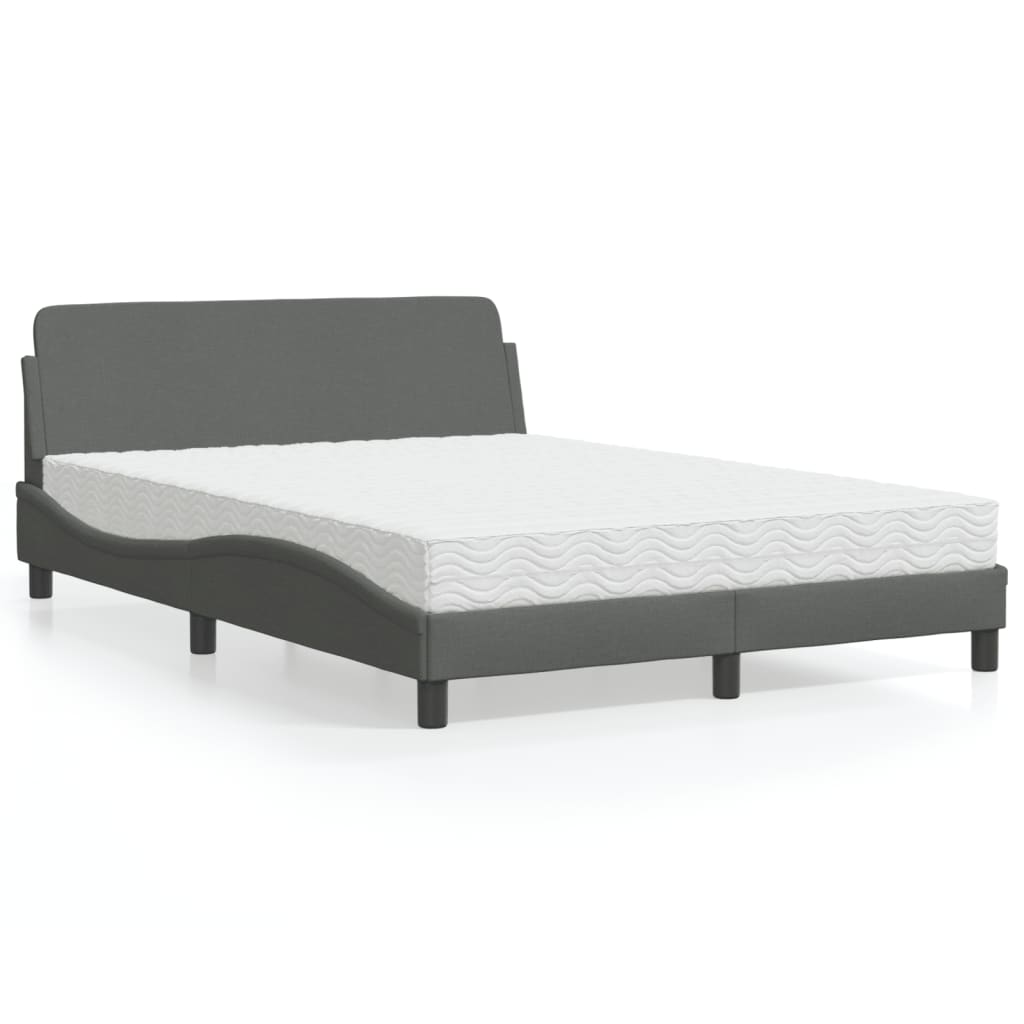 Cama com colchão dover 140x190 cm tecido cinzento-escuro
